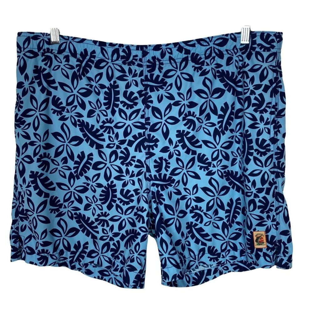 TOMMY BAHAMA Men Swim‎ Trunks Boardshorts Tie Waist Sz M Blue Floral Beachy 45-7